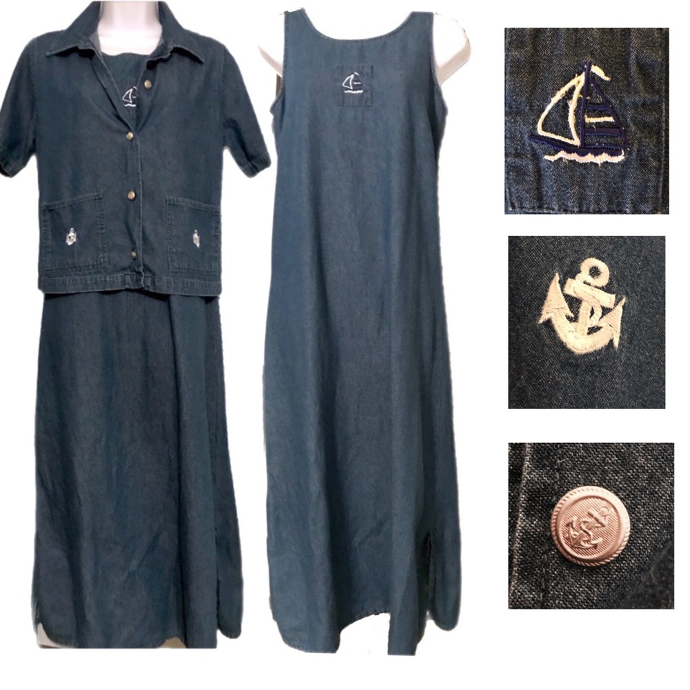 ⚓️VtG DeNiM maXi NaUticAl eMbR0idErEd MaTcHiNg sEt ⛵️